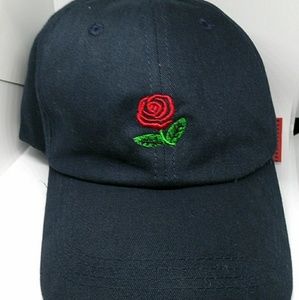 The Hundreds navy rose dad hat and a few stickers